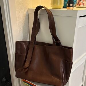 Classic Brown Leather Tote Bag